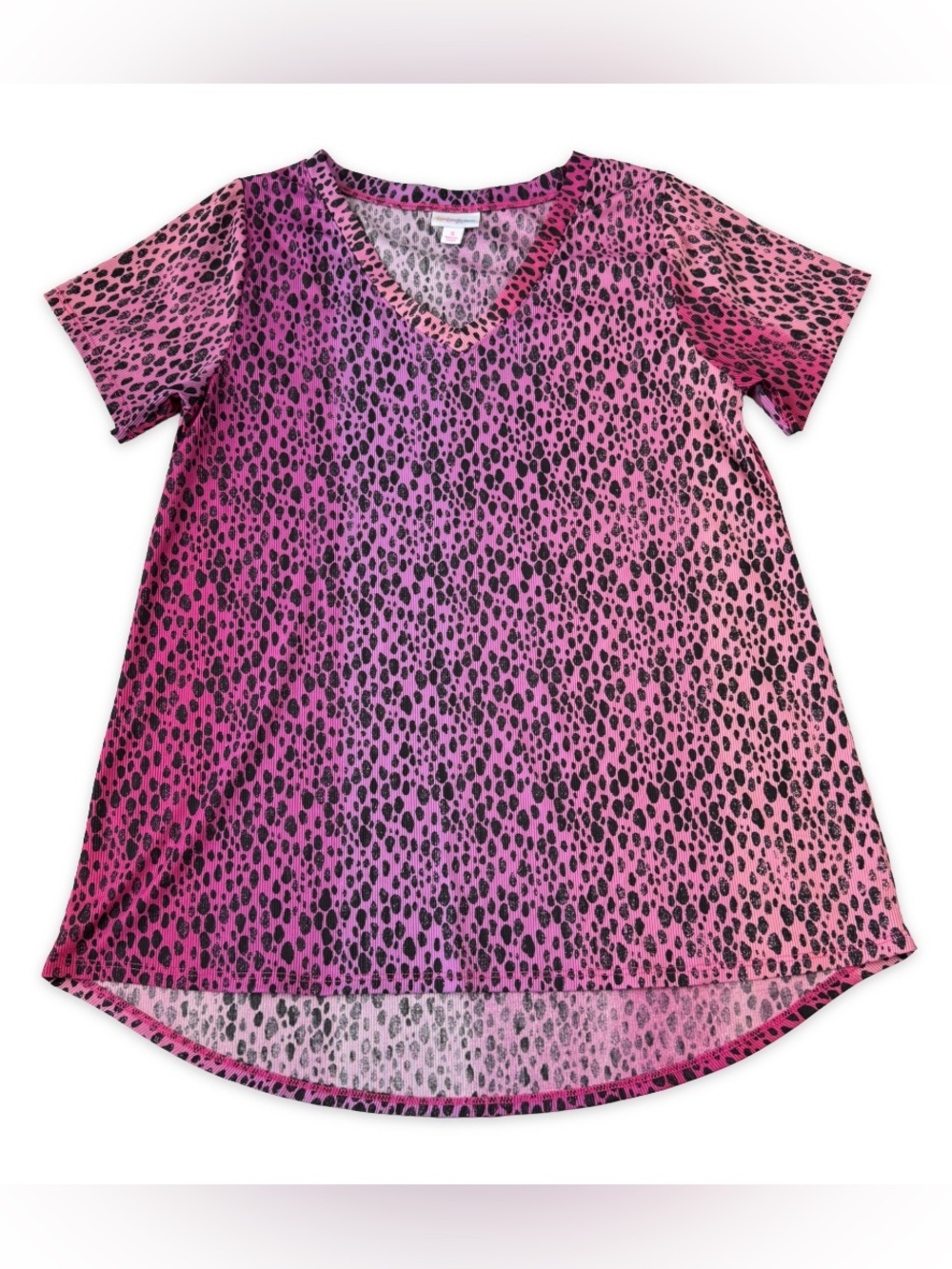 LuLaRoe Christy Tunic Top Womens S Small Pink Animal Print Short Sleeve